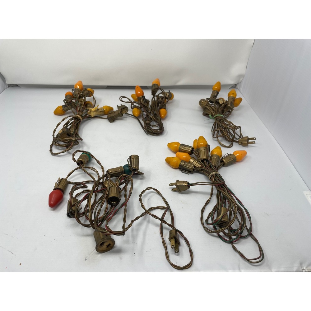 Vintage Christmas String Lights Holiday Decor Orange Red Green‎ Bulbs